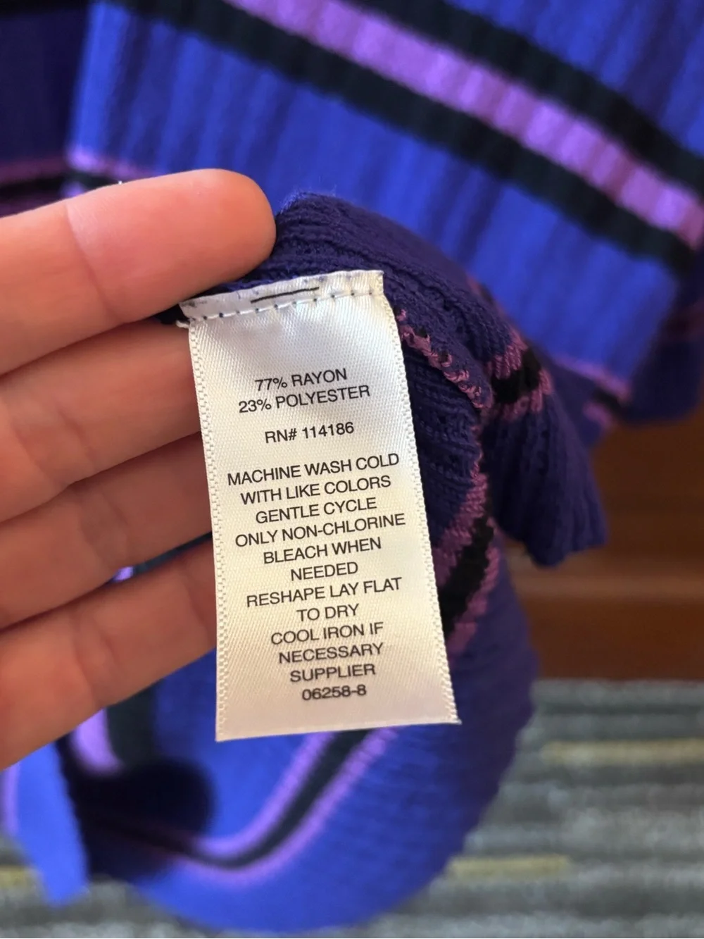 Liz Claiborne Purple Striped Short-Sleeve Polo Top - Picture 3 of 4